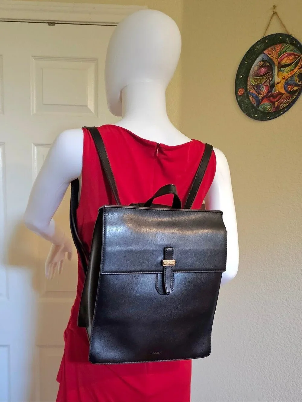 SAIME Black Leather Backpack